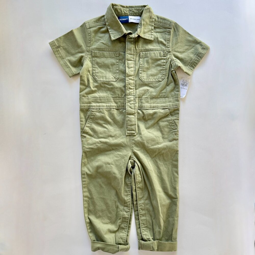 Old Navy Green Utility Coveralls Jumpsuit 2T Ghostbuster Mechanic Costume
